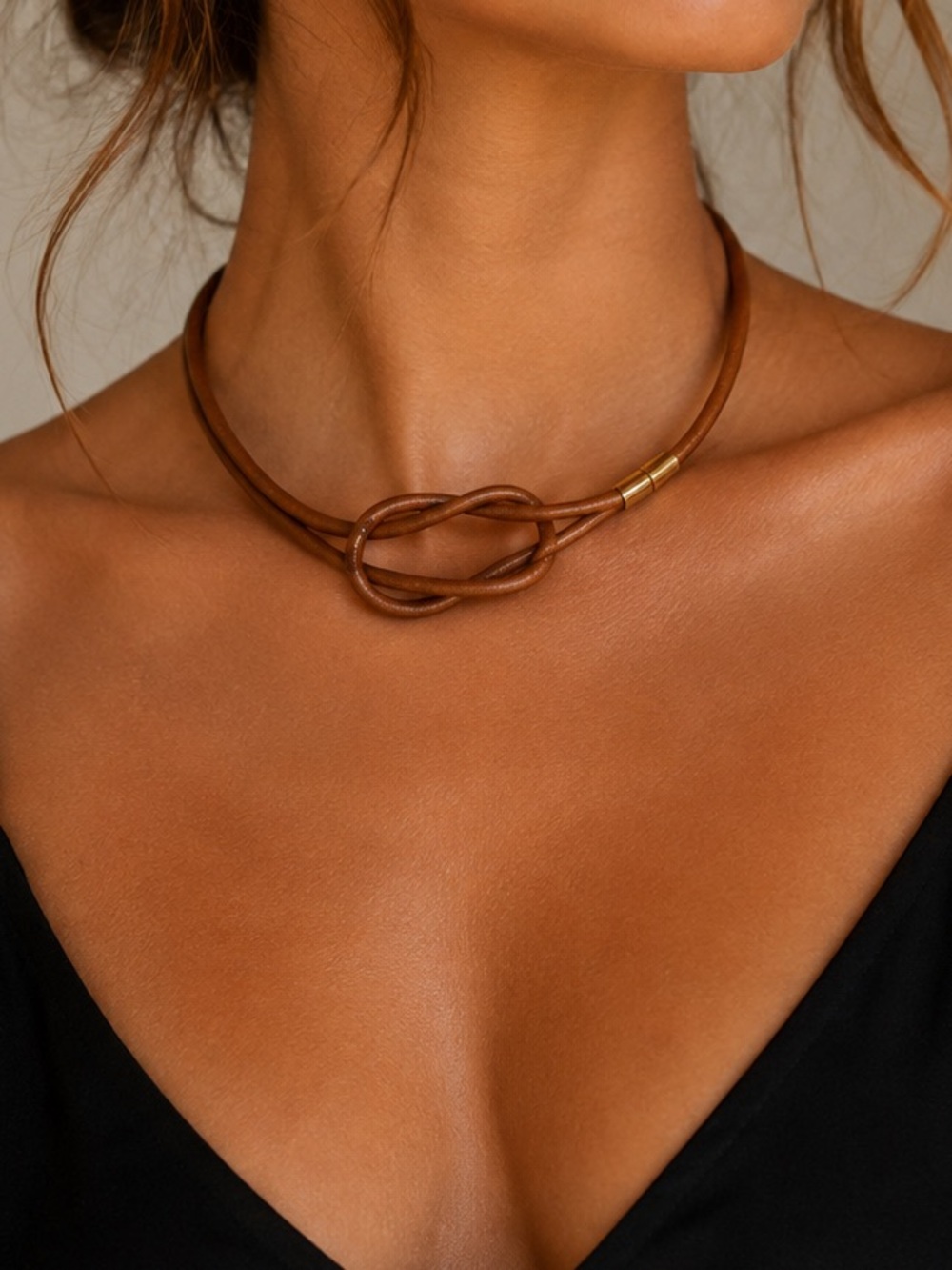 Hermès Atame leather knot necklace/choker
